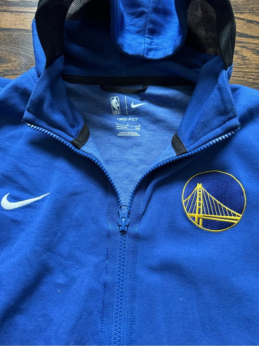 Nike Blue & Yellow Golden State Warriors Kids Zip Hoodie